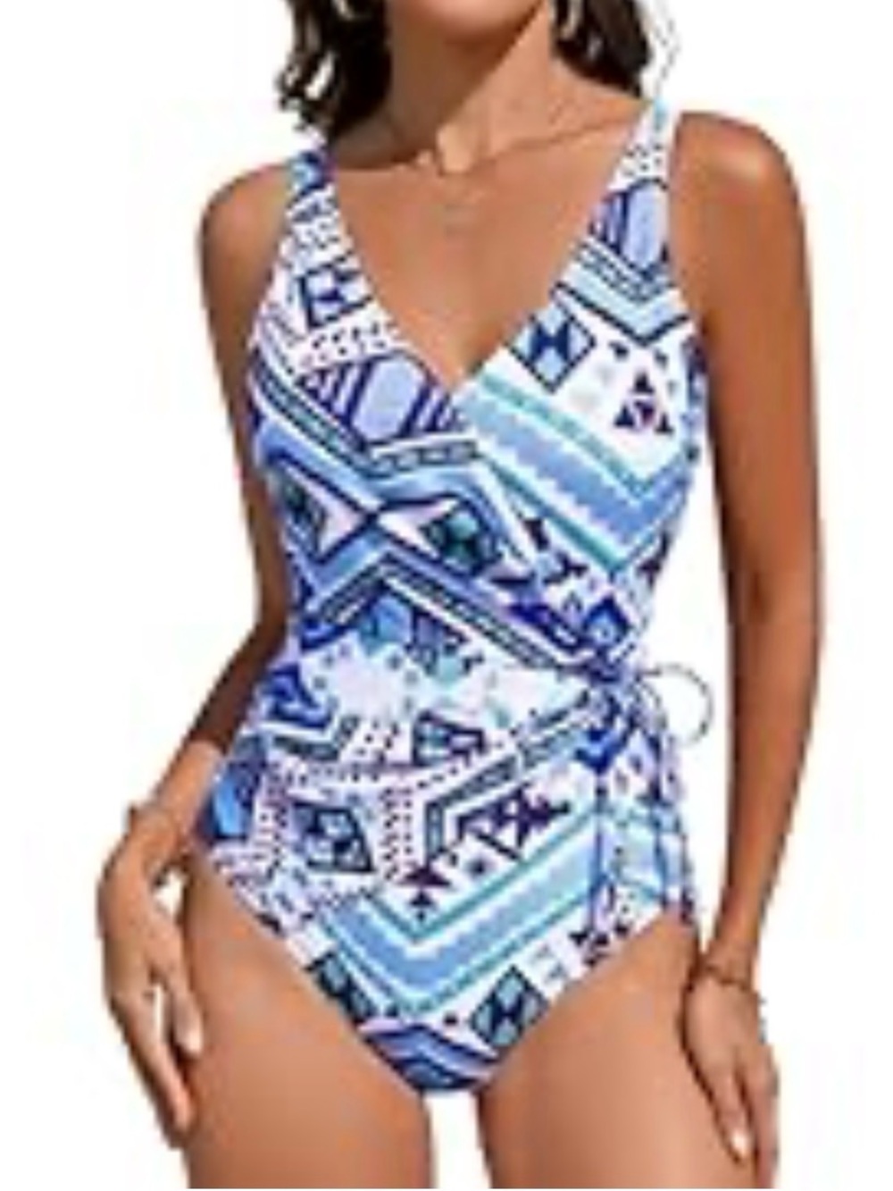Sunshine Blue Geometric Kids One-Piece Swimsuit <<<338>>>